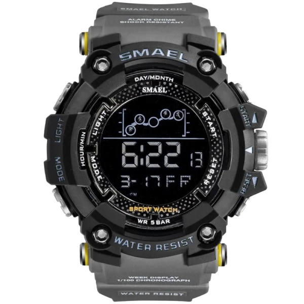 Watch Military Water Resistant SMAEL Sport Watch Army Led Digital Wrist Stoppur for Man 1802 Relogio Masculino Watche GRAY