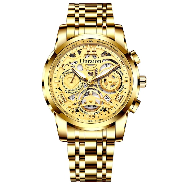 Armbandsur för man Reloj Hombre manlig klocka Lyx herrkalenderklockor Big Dial rostfritt stål Vattentät lysande mankvarts F