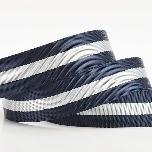 Nya dubbelringspänne Canvasbälten för män Militär träningsbälten Mode utomhus metallspänne midjeband Justerbar längd RedWhite Blue Stripe 100cm