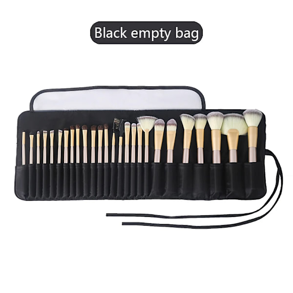 12/18/24 Hål Sminkborsteväska Funktionell case Organizer Sminkborstar Skydd Sminkverktyg Rullande påse Black empty bag