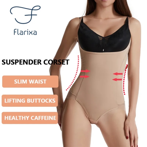 Flarixa Justerbara Shapewear Bodysuits Underkläder Bantning Sexiga Bodys Dam Shapewear Stretch Enfärgad Underkläder Korsett Bodysuit-BEIGE 3XL