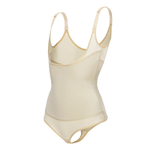 Nadaingaa Latex waist trainer Slät underbyst Smalning Underkläder Bodysuit Shapewear Magstrimmer Kvinnor Korsett Beige M