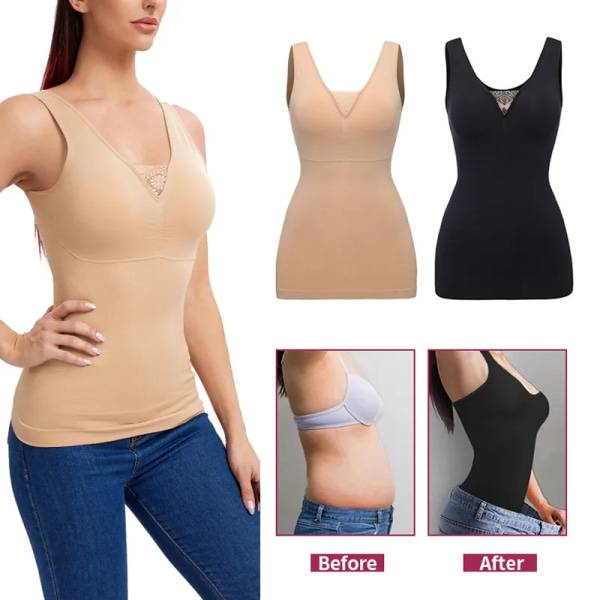 Damer Slimming Body Shaper Väst Shaper Slimming Magkontroll Linne Väst Bodysuits Shapewear Mage Midja Korsett Gördel Beige S