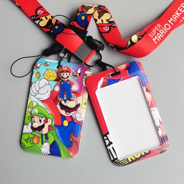 1 Set Mario Anime Kortfodral Kort Nyckel Lanyard Cosplay Badge ID-kort Hållare Halsband Nyckelringar MR-F