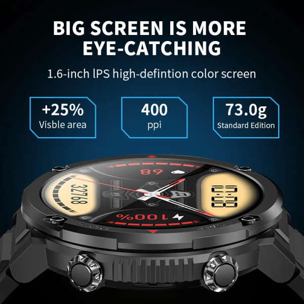 LIGE Smart Watch Herr 1,6 tum Full Touch Armband Fitness Tracker Sportklockor Bluetooth Call Smart Clock Herr Smartwatch Green 600mA-Bluetooth call