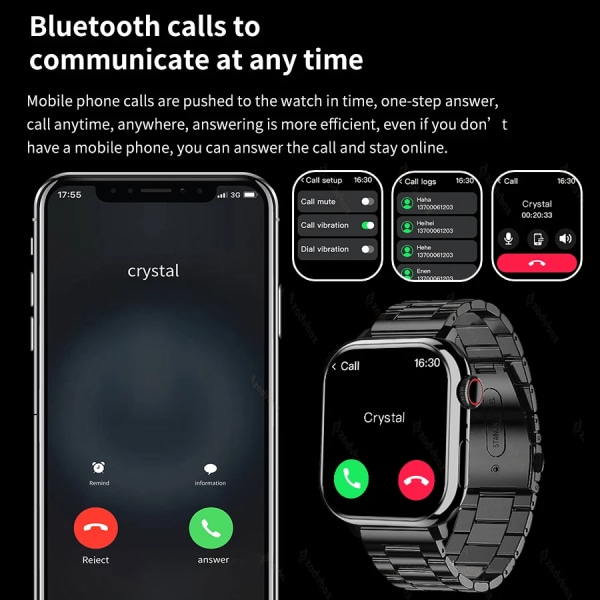 Ny Smart Watch Herr Dam för apple Series Watch 9 Always on Display Kroppstemperatur BT Call NFC Smartwatch för apple Android pink