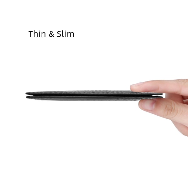 Supermjuk herrkortplånbok i äkta läder Smal Tunn Mini Liten Bifold Plånbok Kreditkortshållare Myntväska Kompakt pengapåse Black-2