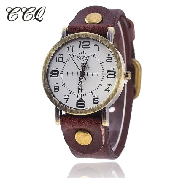 CCQ Vintage Cow Läder Armband Watch Dam Armbandsur Casual Luxury Quartz Watch Relogio Feminino Hot green