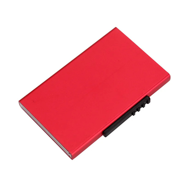 Ny stil kort-ID-hållare Aluminiumplånboksficka ID-korthållare Rfid-blockerande plånbok Automatisk pop-up case Red