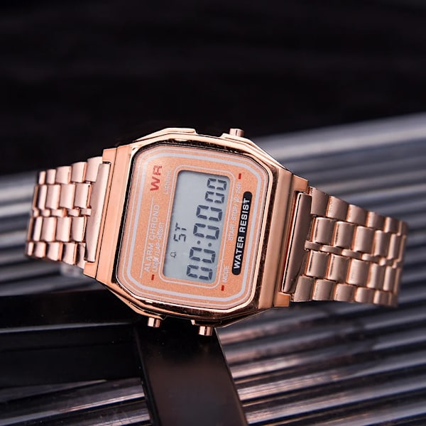 F91W LED Digtal Watch Watch Stålklocka Herr Business Klocka Multifunktion Sportarmbandsur Watch watch Rose Gold