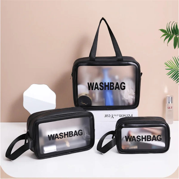 Kvinnor Bärbar Resetvättväska Kvinna Transparent Vattentät Makeup Förvaringspåse Stor kapacitet Kosmetisk Organizer Case Large white