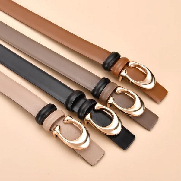 Vändbara bälten för kvinnor Flickor Mode midjebälte Kohud Läder Metallspänne C Pin Bälte Fritidsklänning Jeans Midjeband caramel 105cm 41.2in