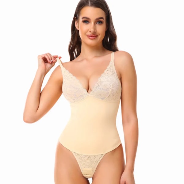 Stringtrosa Shapewear Body Dam Helkroppsformare Overbust Spets Underkläder Body Suit Öppen gren Spets BH Underkläder Remmar Blue L