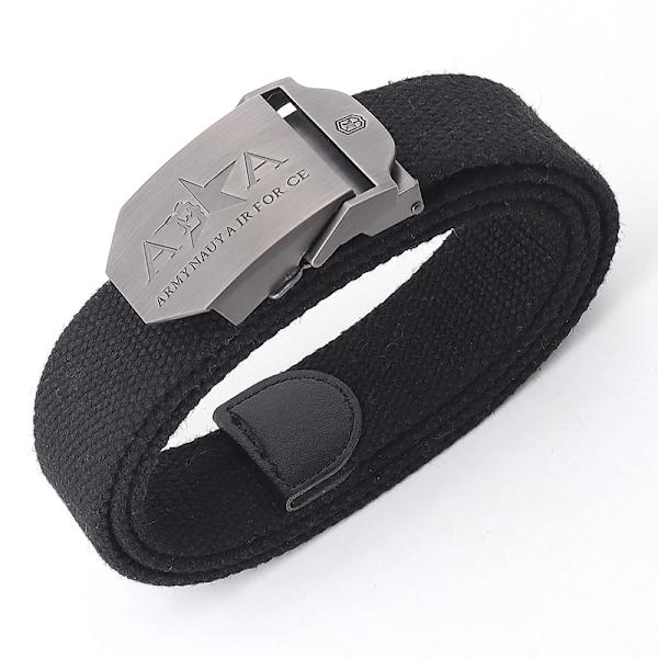 Män och kvinnor Militär canvas bälte metall automatiskt spänne utomhus militär träning taktiskt bälte polis unisex jakt jeans gördel dark grey edge 110cm