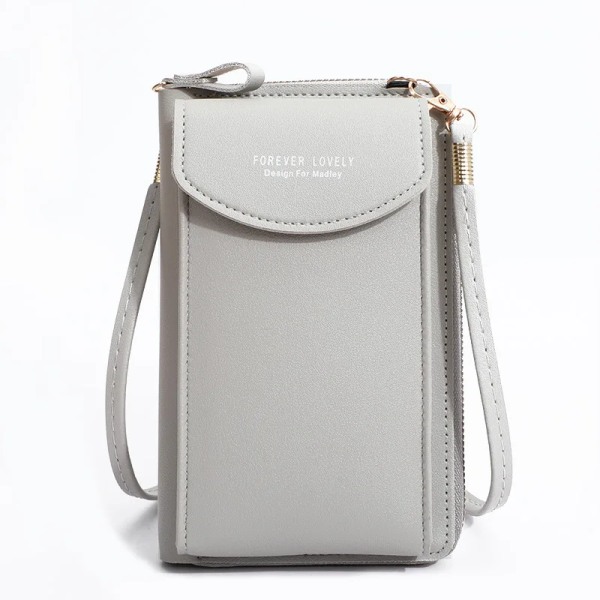 Kvinnor Telefon Crossbody Väska Pu Läder Mini Shoulder Messenger Bag Rese Bärbar myntväska Kortväska Väskor för flickor Plånböcker B Gray