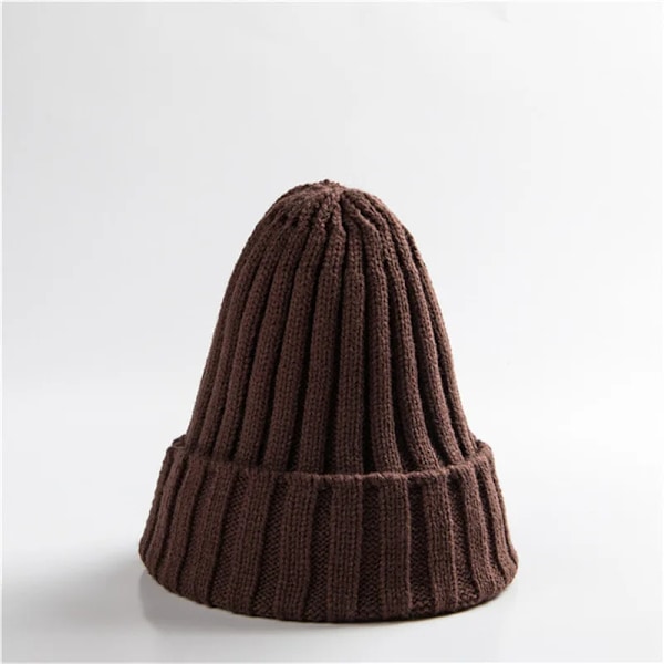 Unisex Bomullsblendade Varma Mjuka Stickade Mössor Hip Hop Vintermössor Beanies För Flickor Höstmössor Skullies Beanies coffee