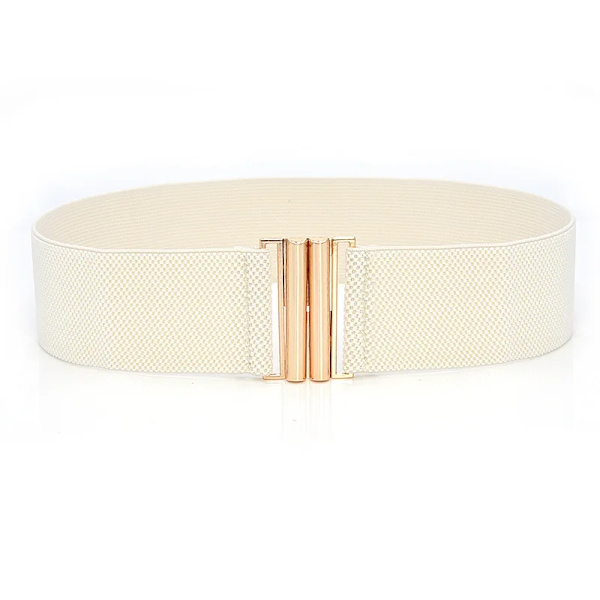 Brett resårbälte Enfärgad korsettbälte Metallspänne Dammode Cummerband Stretch Cinch midjeband Dam midjebälte style 2-beige One Size