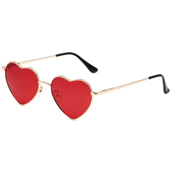 Mode damer i metall Hjärtformade solglasögon Gradient utomhusglasögon Damglasögon UV400 solglasögon metall kvinnor flickor solglasögon Gold Red Other