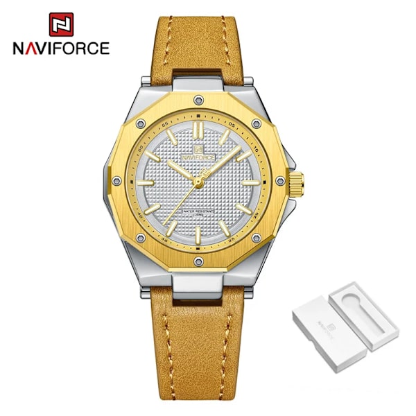 NAVIFORCE Quartz Läder Armband Lyx Kvinnor Enkel Populär Watch Vattentät Kvinnor Klockor Kvinnor Watch Mujer GWY-BOX