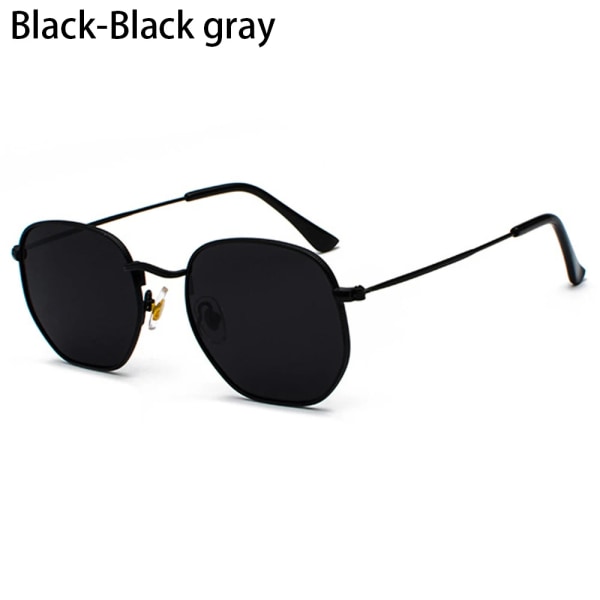 Små fyrkantiga solglasögon Hexagon solglasögon Dam Märke Designer Män Metallbåge Körning Fiskeglasögon UV400 Coola strandglasögon Black-Black gray