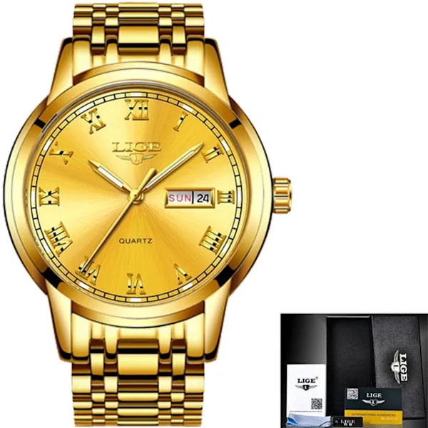 LIGE 2023 Ny watch Damklockor Damklockor Creative Steel Damarmbandsklockor Damvattentät klocka Relogio Feminino all yellow