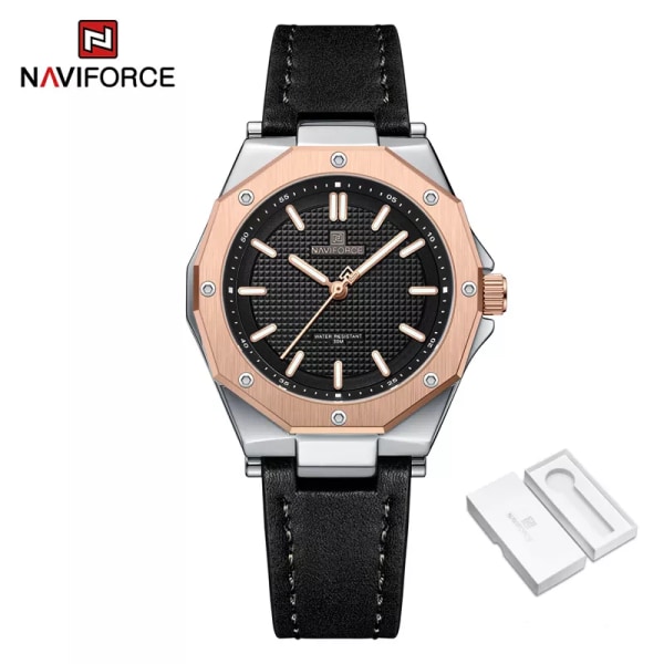 NAVIFORCE Quartz Läder Armband Lyx Kvinnor Enkel Populär Watch Vattentät Kvinnor Klockor Kvinnor Watch Mujer RGBB-BOX