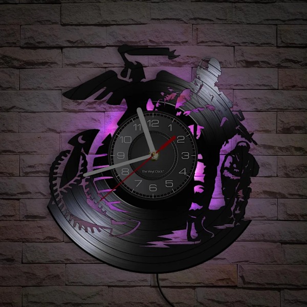 Marine Army Men Vinyl Album Record Clock War Soldiers Inspired Wall Clock Militär Heminredning Retro Klockor Veterangåva With Led