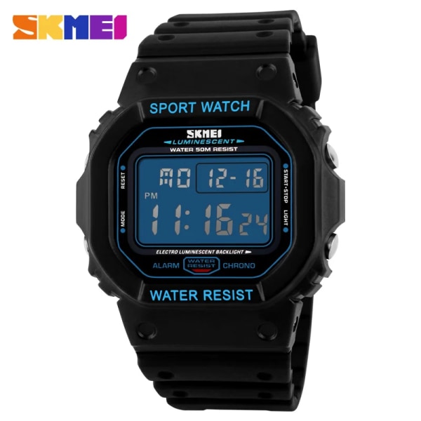 Nytt mode Skmei Brand LED Watch Herr Sportklockor Digital Military Watch 50m Vattentät utomhusklänning Armbandsur blue