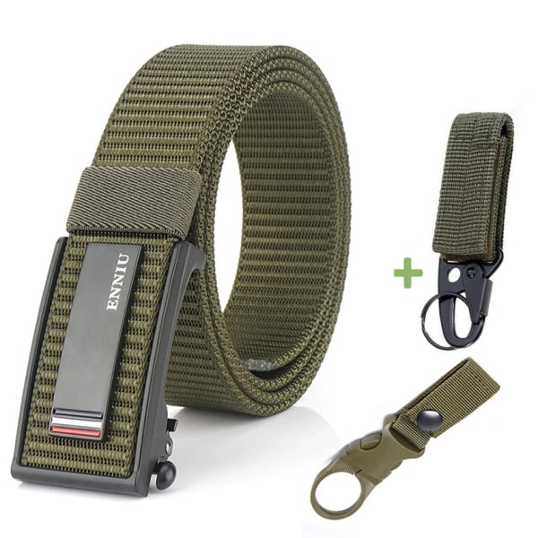 Nytt mode herrbälte Toppkvalitet Bekväma nylon för män Metall Automatiskt spänne Ung Canvas Taktisk designerbälte Green Belt A Match 120cm Adjustable