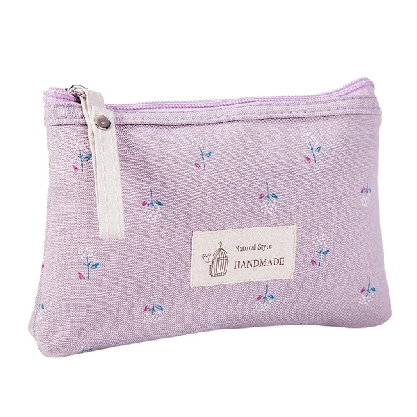 eTya Mode Canvas Kosmetikväska Kvinnor Blommor Blixtlås Små sminkväskor Organizer Canvas Mini Lady Toalettväska Påse blue