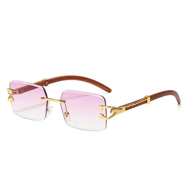 CATERSIDE rektangel utan båge solglasögon män Ny fyrkantig diamant leopard dekorera glasögon gradient grön blå färg solglasögon C03 Gold Purple As Photos Showing