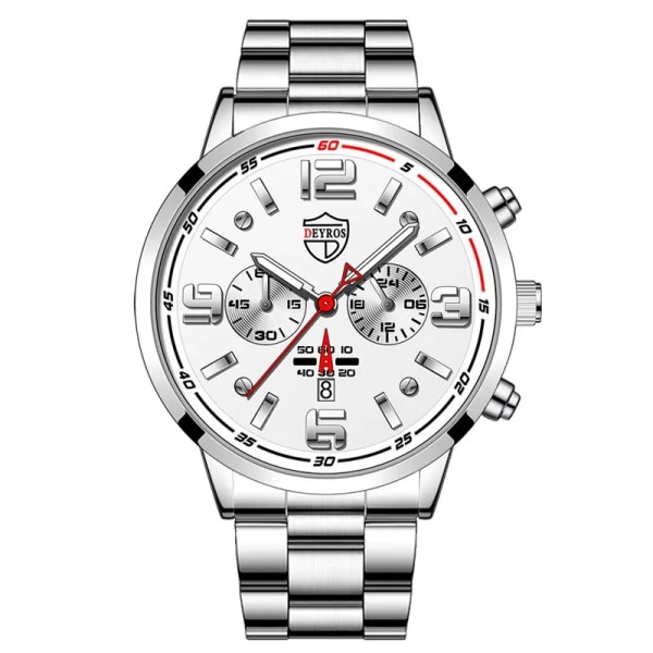 Lyxmode Herrklockor Herr Business Watch i rostfritt stål Quartz Silver White