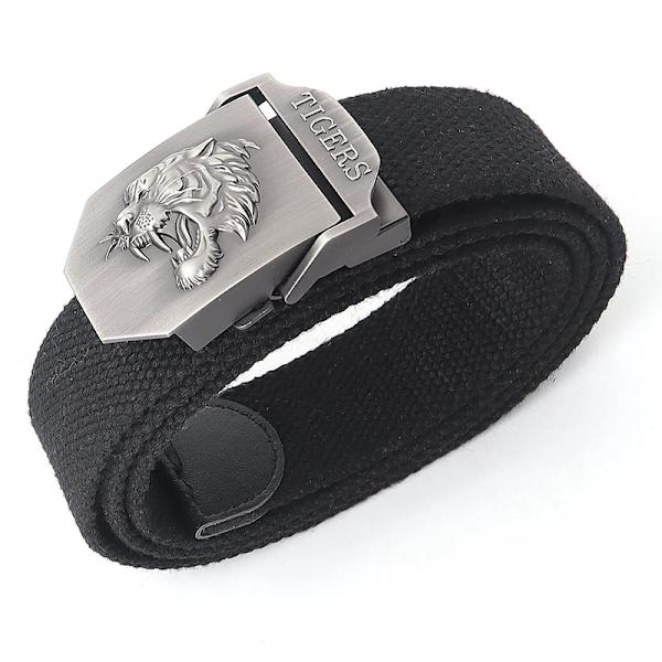 Ny canvas utomhus taktiskt armébälte 3D tigerhuvud Emblem metallspänne unisex jeansbälte för män Militärbälte Man sportrem Khaki Army Green Edg 130cm
