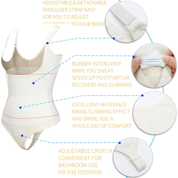 Latex Helkroppsformare Waist Trainer underbyst Smalning Underkläder Bodysuits Shapewear Magstrimmer Dam Korsett Beige S