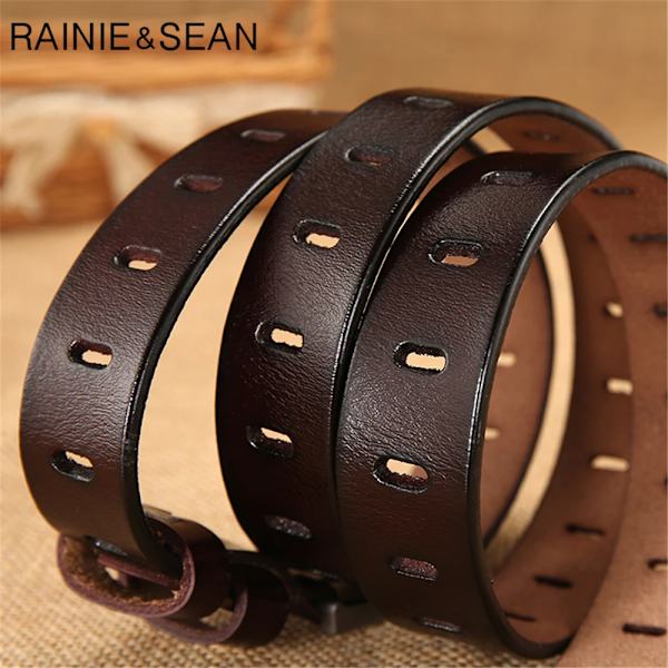 RAINIE SEAN Röd Kvinnor Bältesnål Spänne Äkta läderbälten för jeans Äkta läder nötkött högkvalitativt solid dambälte 110 cm red 115CM