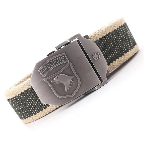 Canvas militärt taktiskt bälte män Hög kvalitet brett metall slät spänne bälte Byxor Tillbehör Ny unisex utomhusträningsbälte Rice belt 110cm