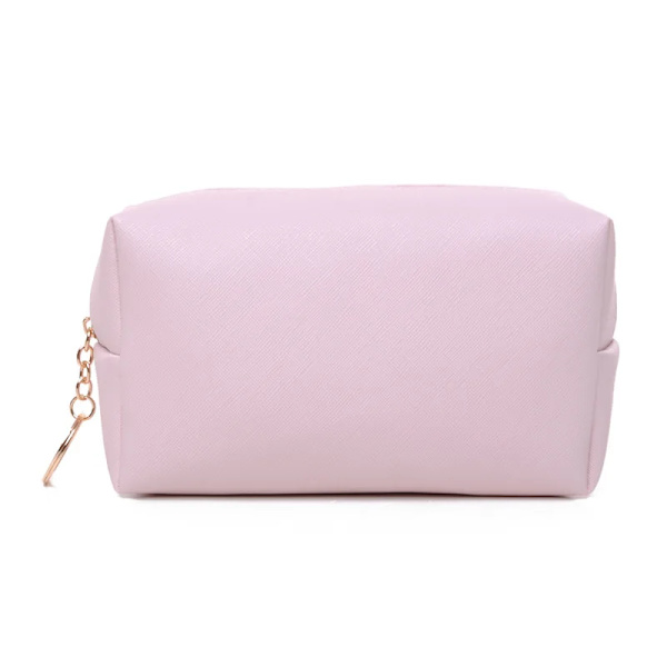 PURDORED 1 st solid kosmetisk väska för kvinnor Läder resor sminkväska Organizer Toalettartiklar Solid kvinnlig förvaring case light pink