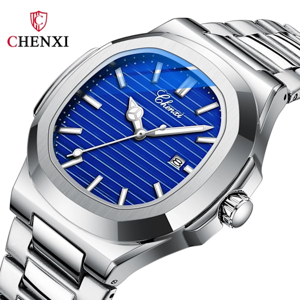 CHENXI 8222 Case i rostfritt stål Modekalender Kvarts Vattentät Lysande Man Klockor Reloj Hombre Multicolor