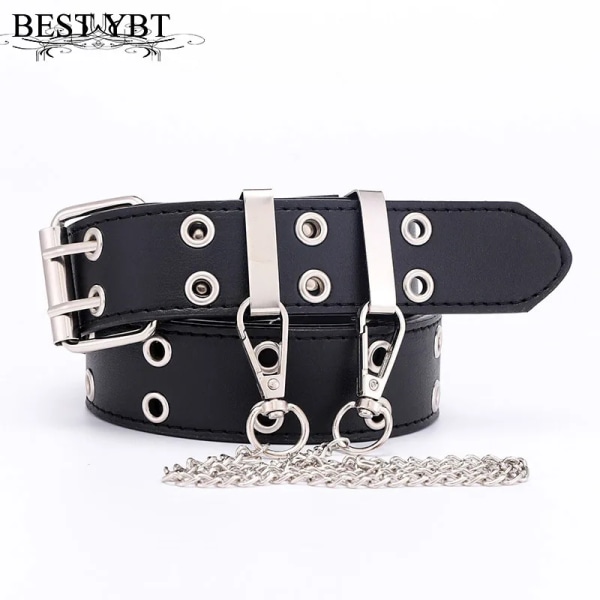 Bästa YBT Fashion Alloy Dam Bält Bälte Kedja Lyx för kvinnor Bälte Äkta Läder Ny stil Mode Nål Spänne Jeans Dekorativa J Camel 110cm