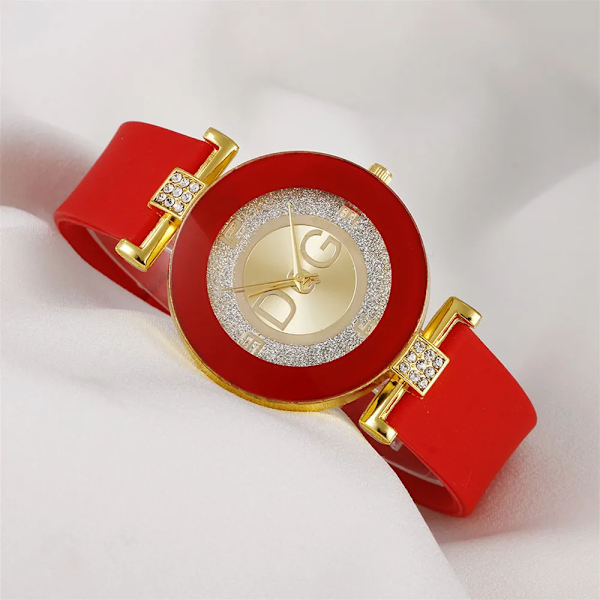 Enkla Svart Vit Kvarts Klockor Dam Minimalistisk Design Silikonarmband Armbandsur Big Dial Dammode Creative Watch 2022 Red