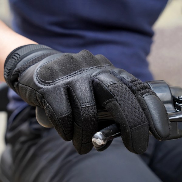 Taktiska handskar i PU-läder Pekskärm Hårt skal Helfingerhandske Army Military Combat Airsoft Driving Cykelvantar Herr Black M
