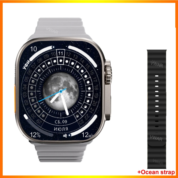 VWAR ZD8 Ultra MAX Plus Smart Watch Series 8 Kompass 49mm Titanium Alloy Bluetooth Call NFC ECG IP68 Vattentät Smartwatch Gold Ocean Black