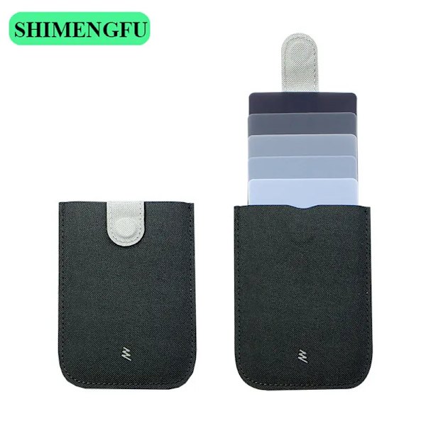 DAX V3 Äkta läder Smal bärbar korthållare ID Kreditskydd Gradient Kvinnor Män Plånbok Case Pengar Väska V1 Black gray