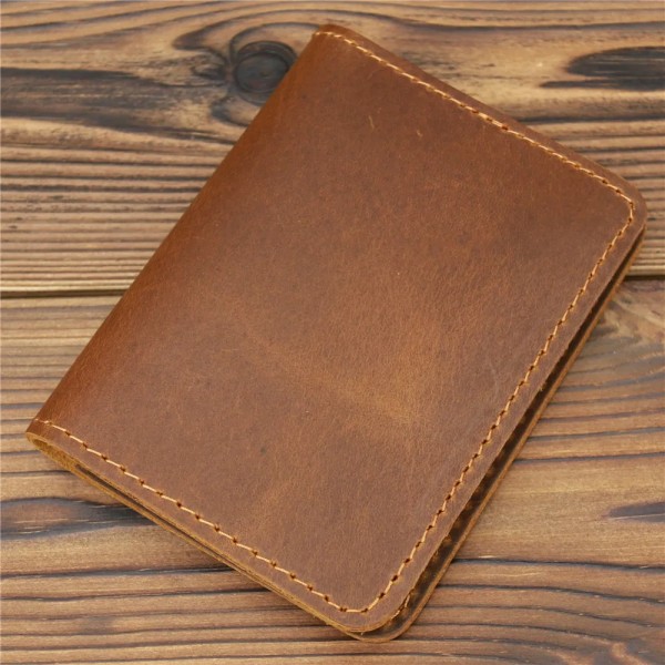 Kreditkortsplånbok i 100 % äkta läder Plånbok Korthållare Retro Crazy Horse Läder Plånbok för män dark brown