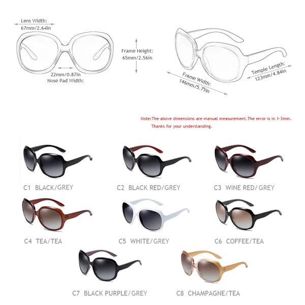 FUQIAN Brand Design Elegant polariserade överdimensionerade runda solglasögon Dam Enkelt mode Stora plast Solglasögon dam UV400 Black Purple Grey Polarized