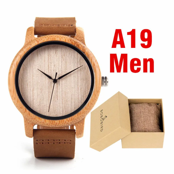 BOBO BIRD Träklockor Herr & Kvinnor Läder Nylon Silikonrem Casual Quartz Watch Presentask Förpackning Surport Drop A19