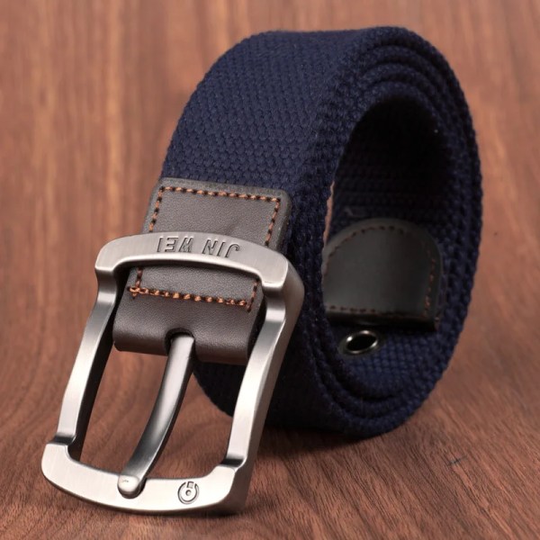 Herrspänne canvas bälte polyester flätat utomhus fritidsbyxor bälte 110-140 i längd 3,8 cm i bredd PWD001 Navy 110cm