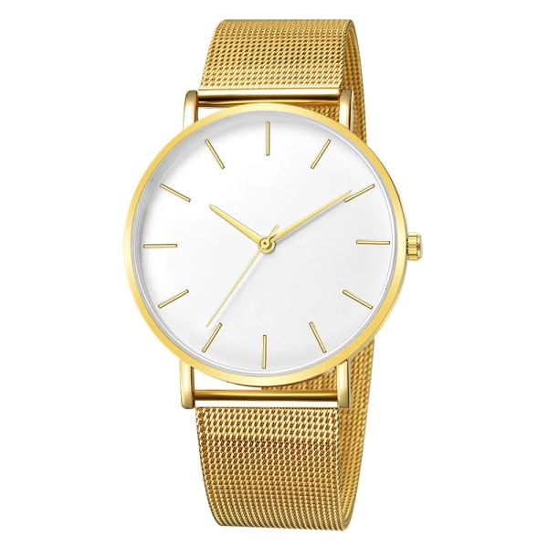Mode Casual Watch Dam Metal Hour Reloj Mujer Quartz Armbandsur Enkel Montre Femme Mesh Svart Armband i rostfritt stål saa 1635J-B