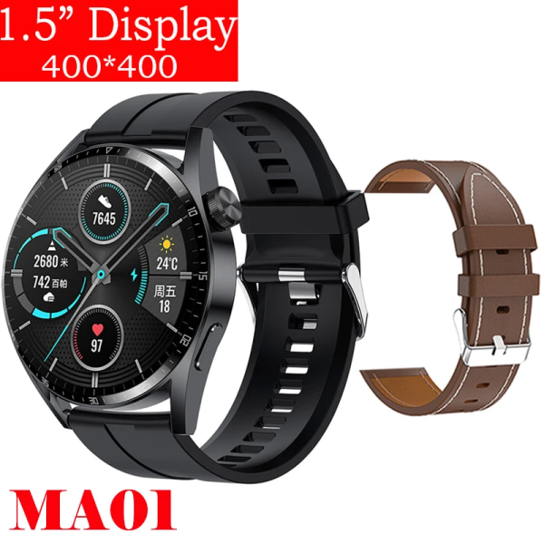 Ny Smart Watch Herr Android GT3 IP68 Vattentät NFC Smartwatch Trådlös Laddning Bluetooth Ring Herr Watch för Bl Si-Br Le watch for men