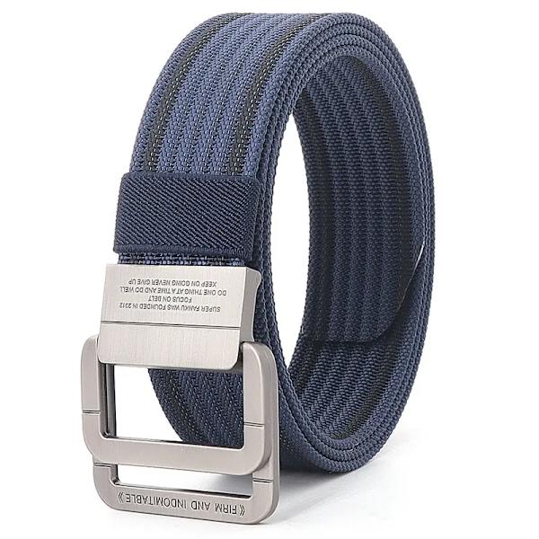Snygga män Bälten Dubbla ringar Metall Skjutspänne Canvas Stickad Snabbtorkande Jeans Accessoarer Utomhus midjerem Unisex Cinto Color15 110cm